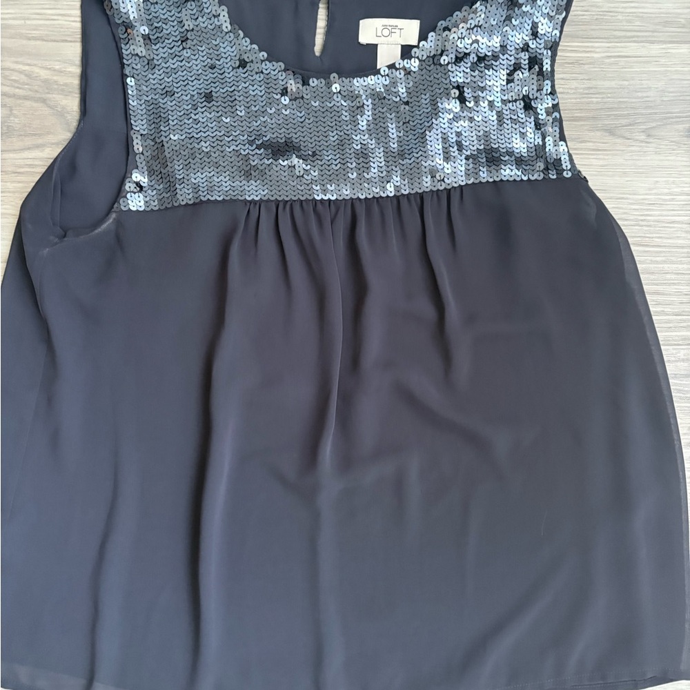 LOFT Black Sequin Blouse
